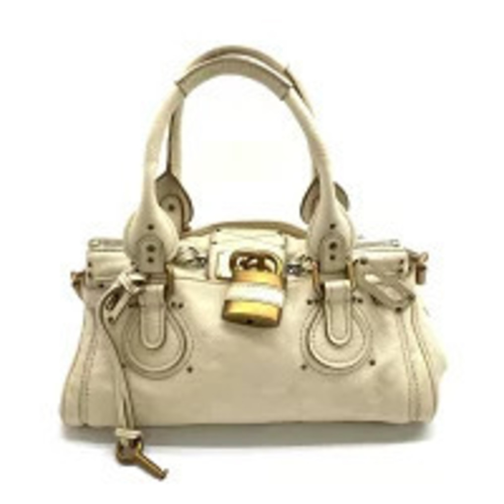 Chloe Paddington Handbag leather Ivory White cream padlock
